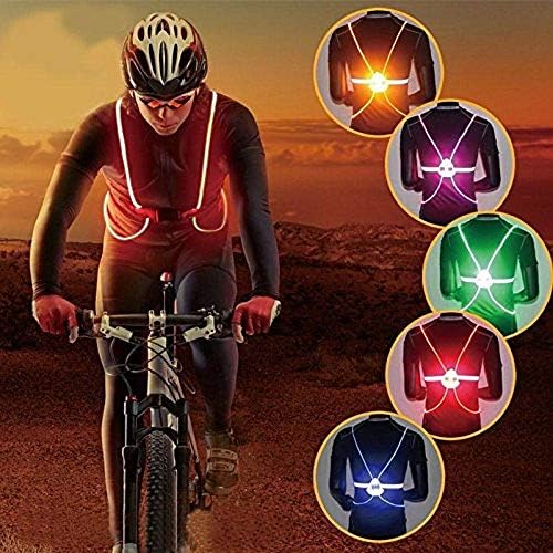 Shallho Light Up Reflective Vest for Running or Cycling with Multicolored LED Fiber Optics (Unisex,Lightweight,Adjustable,Gear for Biking & Jogging)