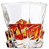Titan Whiskey Glasses, Double Old Fashioned Rocks Glass - Set of 2 with Heavy Base, Lead-Free Crystal Clarity Fits Large Ice Cube - Barware Gift for Men - For Scotch Liquor, Irish Whisky, Bourbon