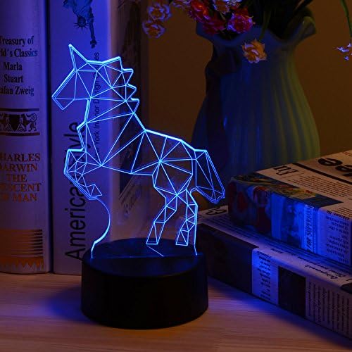 3D Lamp Table Night Light - Wpky 3D Illusion Lamp 7 Color Change LED Desk Light with Multicolored USB Power for Living Bed Room Bar Best Gift Toys (Unicorn horse)