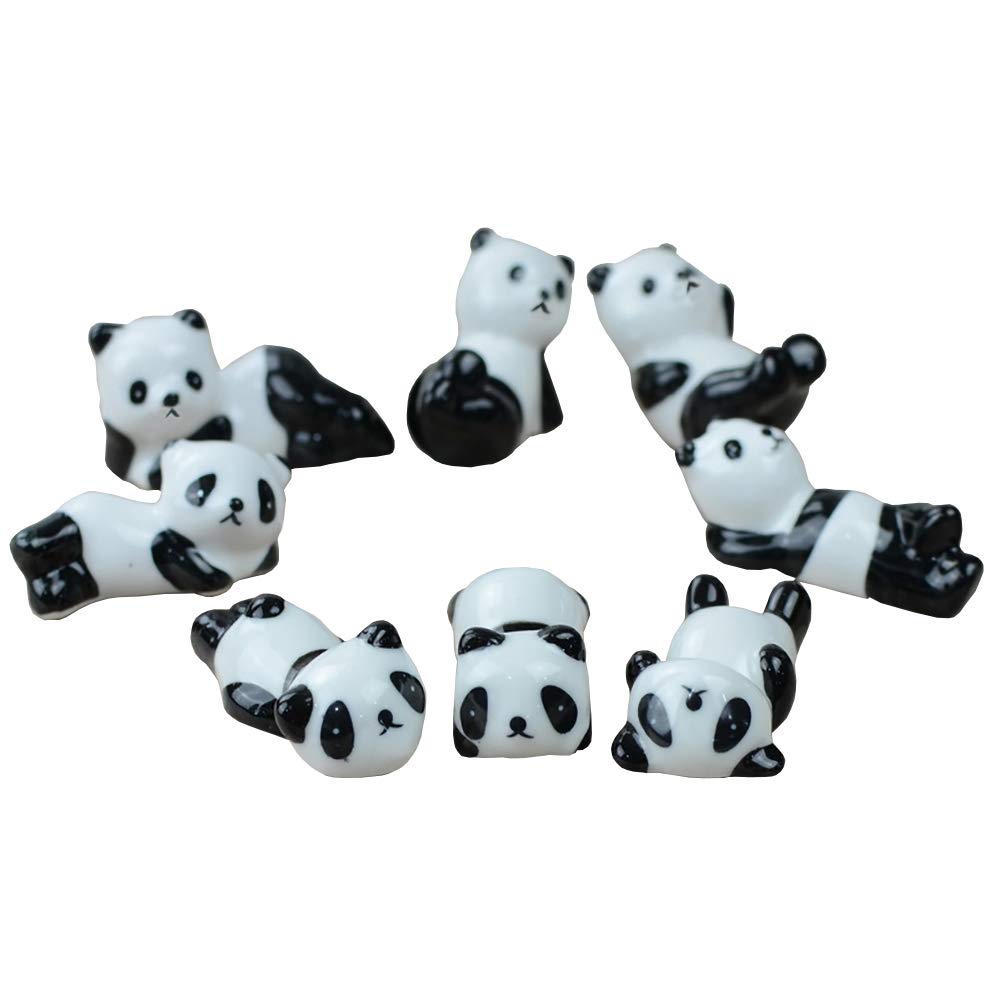 HugeStore 6 Pcs Chinese Cute Pandas Pattern Ceramic Chopsticks Rest Rack Knife Rests Holder