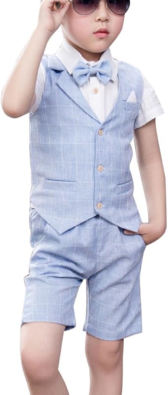 Gladiolusa Garçon 4pcs Ensemble De Costume Gilet Short