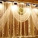 Ucharge LED001, Wedding Christmas Holiday Party Home Garden B Curtain Icicle Lights, 300 LED, x 9.8ft, 8 Modes Fairy String Li, Warm White