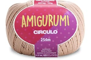 Circulo Amigurumi Yarn, 100% Mercerized Brazilian Virgin Cotton - Cotton Yarn for Crocheting and Knitting, Soft Yarn, Brown Yarn Art - Sport Weight Yarn, 4.4 oz, 278 yds - Color 7650 - Almond
