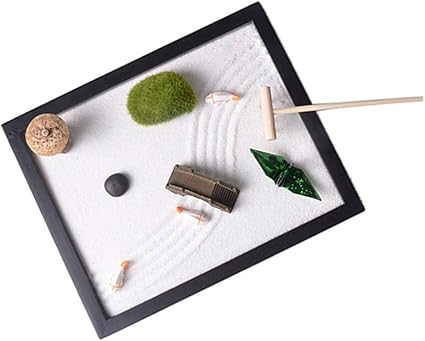 Petsola Plateau De Sable De Jardin De Meditation Zen Paysage De Decoration Avec Sable Et Rateau Amazon Fr Cuisine Maison
