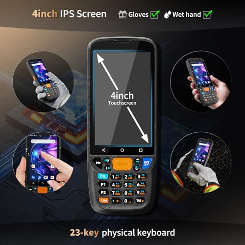 NETUM Android 11 Handheld Barcode Scanner Q500, 4+64GB Mobile Computer, Honeywell HS7 1D 2D Bar Code Scan Engine, 4"Touchscreen with 23 Keys, IP67 Wi-Fi 4G BT NFC PDA for Inventory Warehouse, Retails