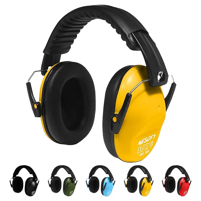 Ear Defenders Children – Ear Protection & Noise Cancelling Kids Ear Defender Age 3-16 Year - Foldable & Adjustable Headphones Autism for Baby – 26db SNR (Yellow Kids, One Size Kids)