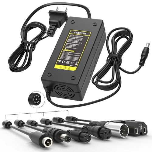 54.6V 2A Fast Charger with Cooling System Universal for 48V Li-ion Battery, 7-in-1 Plugs Lithium Battery Charger Replacement for Jetson, Gotrax, Razor, Ninebot,Segway, Swagtron, Hiboy ect