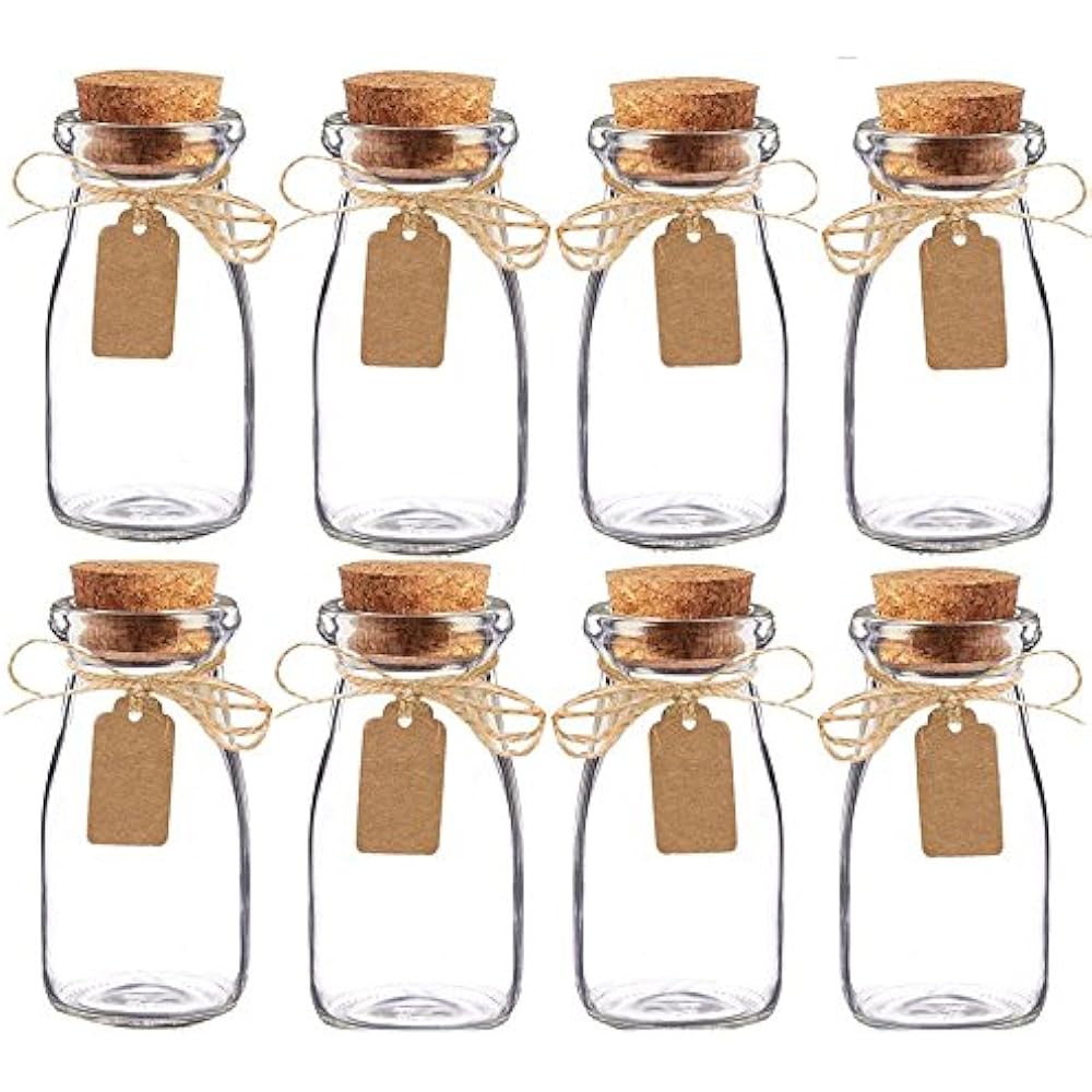 15pcs Vintage Glass Milk Favor Jar With Cork Lids For Wedding Party