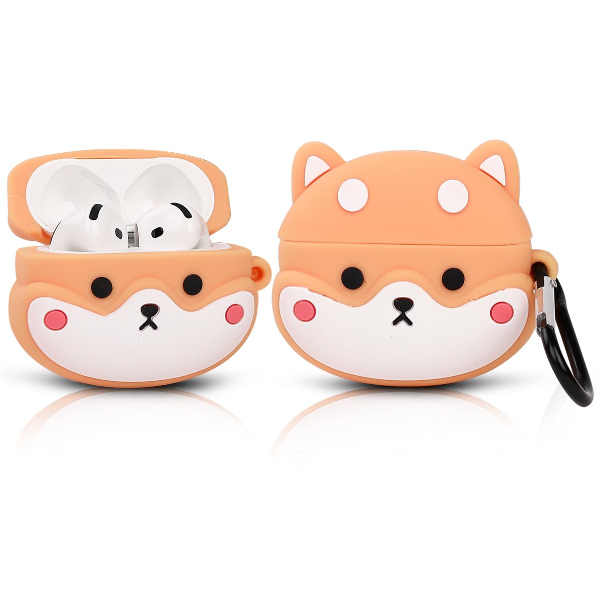 Photo 1 of LEWOTE Compatible with Apple Airpods 4 Protective Funny Cute Animal 3D Cartoon Case Cover with Keychain (Shiba Inu Dog)