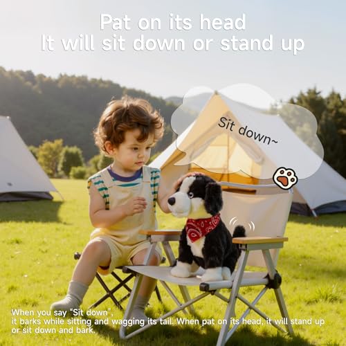 eJog Pup Interactive Plush Toy Dogs for Kids, Electronic Voice Control Dog, Walking, Talking, Barking, Tail Wagging, Realistic Robot Puppy Toy, Stuffed Animal Pet Toys for Children Ages 3+
