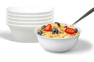 CLARO by 1 Stop & Go - 10 Oz - Set of 6 - Chip and Break Resistant Opalware Glass 5 inch Scallop Rice Bowl - Microwave and Di