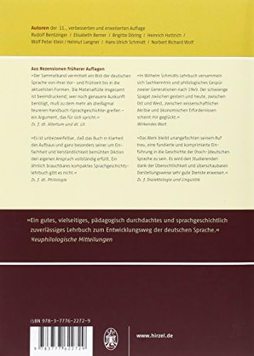 Geschichte Der Deutschen Sprache Ein Lehrbuch Fur Das Germanistische Studium German Edition Schmidt Wilhelm 9783777622729 Amazon Com Books
