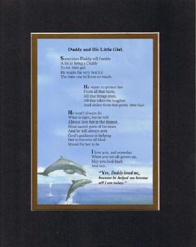 Touching and Heartfelt Poem for Daughters - Daddy and His Little Girl Poem on 11 x 14 Double Beveled Matting (Black on Gold)