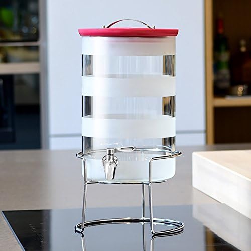 Fermenter Homebrew Fruit Beer & Wine Making Bottle, Automatic Exhaust Glass Bottle Sealed Tank, High Temperature Resistant, with Tap,7500Ml,Stainless Steel Faucet+Rack (High 16Cm)