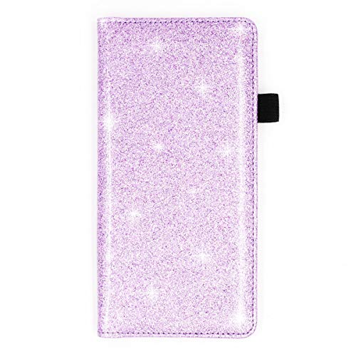 Menesia Purple Glitter Leather Checkbook Cover for Men & Women RFID Check Book Holder Wallet