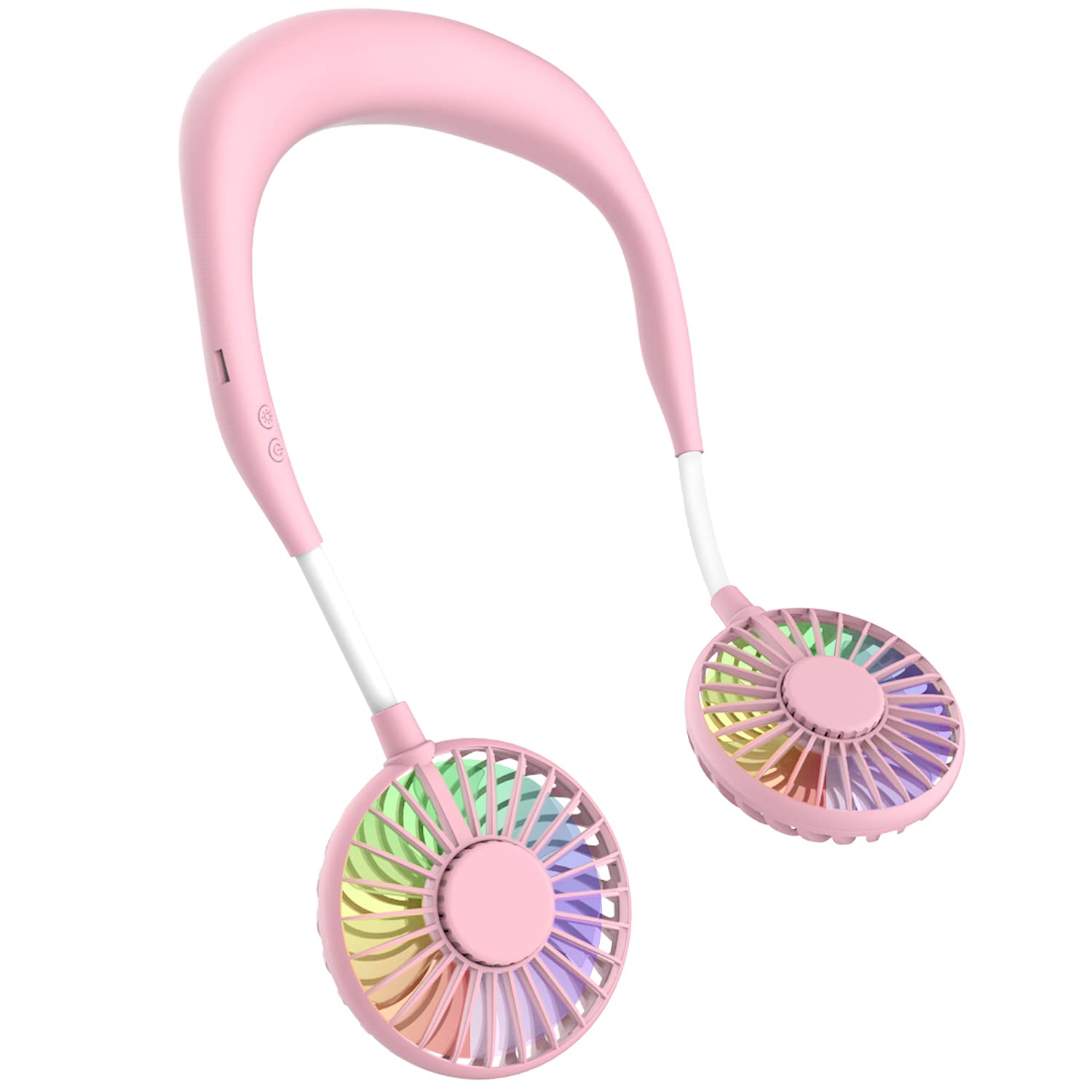 ITSHINY Neck Fan, Portable Fan, Mini USB Fan, Rechargeable Neck Fan, Dual Head Air Cooler 3 Speeds for Outdoor Camping Office Room