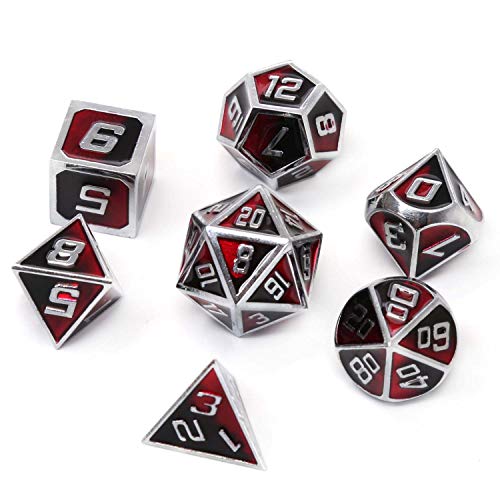 REDSUN D&D Metal Dice,RPG Dice Set,Polyhedral Solid Enamel Zinc Alloy ,New Font,for Role Playing Game Dungeons and Dragons (Dark God)