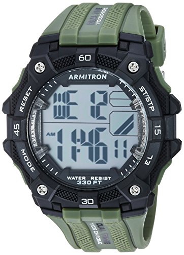 Armitron Sport Men's 40/8403BGN Digital Chronograph Military Green Textured Resin Strap Watch