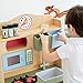 Teamson Kids Little Chef Florence Classic Interactive Wooden Play Kitchen with Accessories and Storage Space for Easy Clean Up, Wood Grain with Red and Yellow Accents