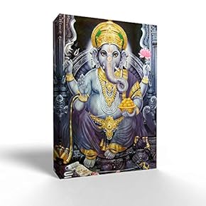 Canvas Wall Art Elephant God Canvas Painting Wall Poster Decor for Living Room Wooden Framed Home Decorations - 12x18 inches