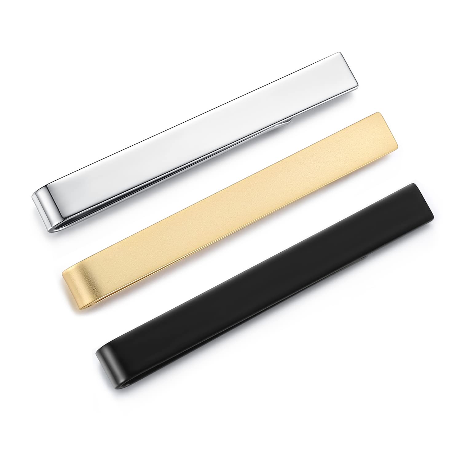 HONEY BEAR 3pcs Set Mens Tie clips Set Tie Bar for Normal Size Tie - 2.12inch for Business Wedding Gift,5.4cm