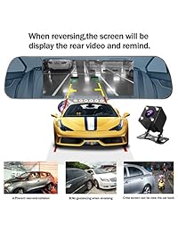 CHICOM 7 "Dash Cam Cámara giratoria de 350 grados Lente dual dvr Grabadora de video Cámara de tablero de marcha atrás con pantalla completa hd 1080p 170 grados cámara de visión trasera