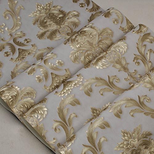 trim floral three-dimensional carved embossed luxury gold Damascus wallpaper, bedroom, living room, study and so on