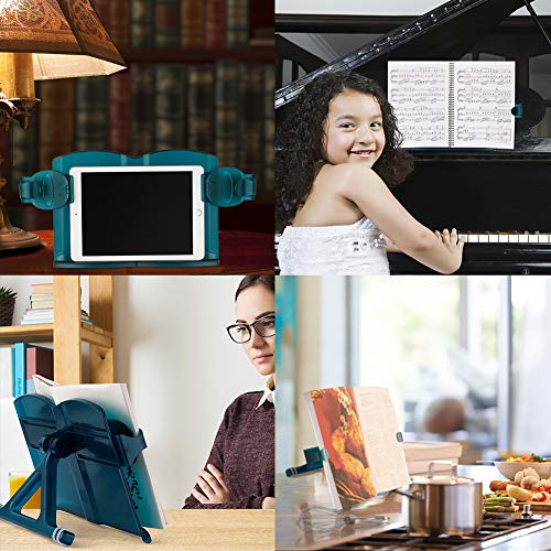 Book Stand, BTLIN Adjustable Book Holder for Cook Music Note Document Book Rest, 180 Angle Portable Reading Stand for Tablet, Blue