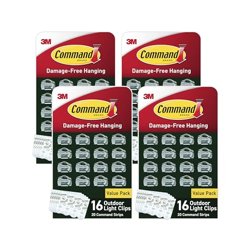 3M 17017CLR-AW Outdoor Light Clips, Foam Strip, Clear, 16-Pk. - Quantity 4