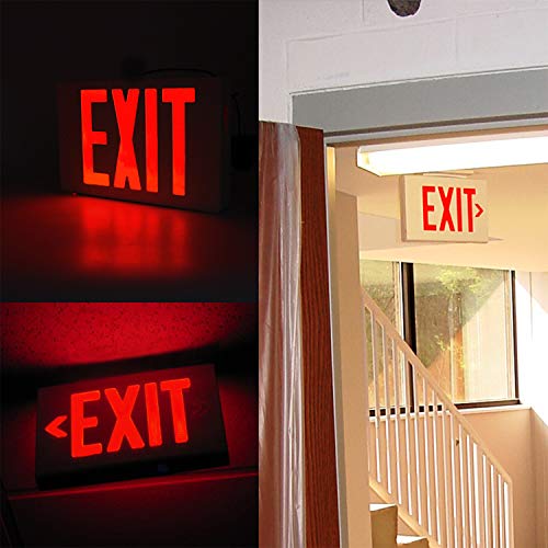 AKT LIGHTING Exit Emergency Combo Light with Backup-Battery, UL Certified LED Exit Emergency Sign Light for School, Hospital, Hallways, Corridors, Stairways (Red, 6 Pack)