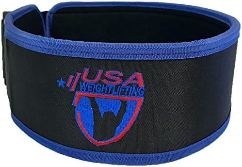 2POOD Straight Belt - THE OFFICIAL BELT OF USA WEIGHTLIFTING. Great for Weightlifting, Powerlifting, Squats, Weight Training, Core Support, More. Velcro with Secure Clamp (Black/Blue USAW, XXS)