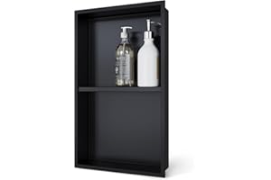 MERRANOX Shower Niche, Stainless Steel, Recessed Niche Shower for Bathroom Storage, No Tiling Required (12''×20''(9.5/9.5), Matte Black)