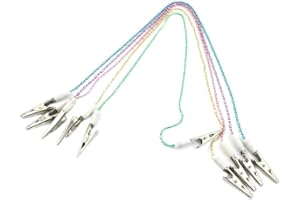 3Pcs Colorful Stainless Steel Napkin Clip With Colorful Bead Chain Adjustable Baby Bib Clasp Lanyard Neck Strap Saliva Clamp 