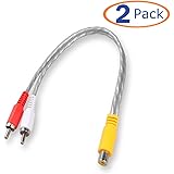 Conwork 2-Pack RCA Female to RCA 2 Male Plug Splitter Adapter Audio Y Cable -1 Feet