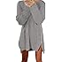 FAPIZI Women Dress ♥ Casual Loose Zipper Sweater Dress For Women