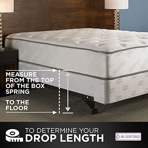 Ruffled Bed Skirt with Split Corners King, White, 21 Inch Drop Cotton