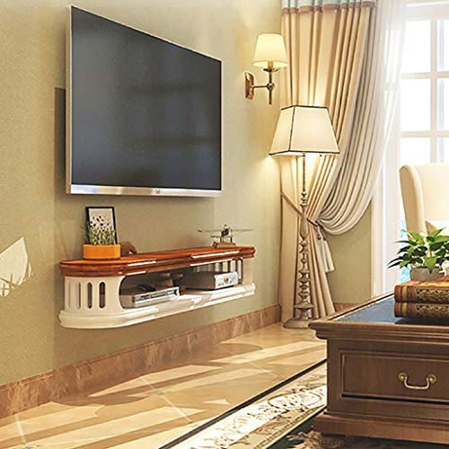 YYHSND TV Stand Wall Shelf Shelf Cabinet Media Entertainment Console Game Shelf Unit Wall Cabinet Home Furniture Floating Wall Mount Shelf (Color : White+Brown, Size : 80cm)