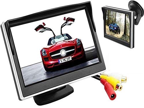 BW 5 Inch Digital Color TFT-LCD Car Monitor Car View Monitor HD 800*480 High -resolution with Two Brackets and Two Video Input, Full Color LCD Backlight Display for Car Rearview Backup Cameras/Car DVD/VCD/GPS/other Video Equipment