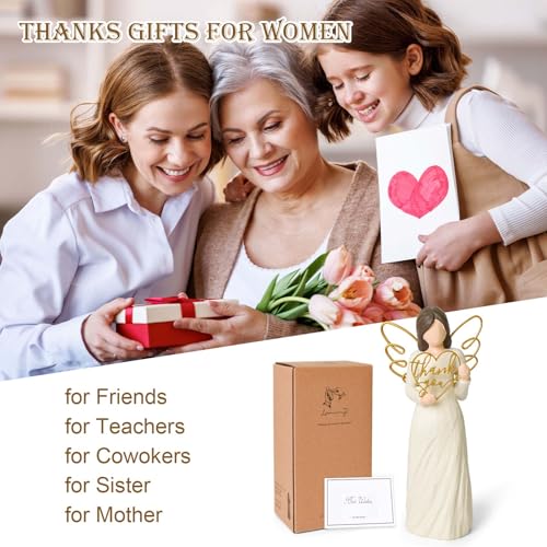 DUMING-IN Thank You Gifts for Women Teacher Gratitude Gift Best Thank You Gift for Coworker Friends Caregivers Sculpted Angel Figurines