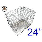 Ellie-Bo Dog Puppy Cage Folding 2 Door Crate with Non-Chew Metal Tray Small 24-inch Silver