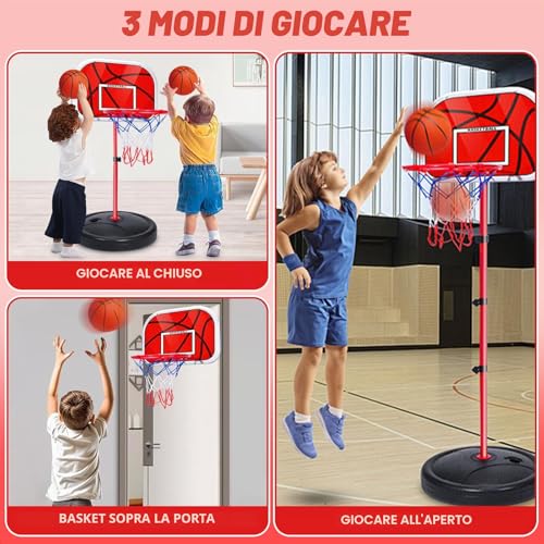Kezidhp Children's Basketball Hoop with 3 Balls, 1 Pump, Adjustable Height 50-150 cm, for 3 to 8 Years Children, Indoor and Outdoor
