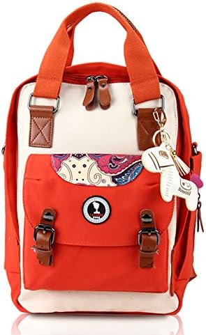 LAGAFFE Diaper Bag Large Mummy Backpack Baby Diaper Nappy Changing Bag (Beige & Orange)