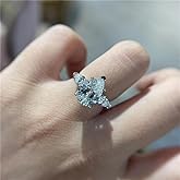 CIUFEWEK 925 Sterling Silver pear Shaped Water Drop Perfect Cut 3 Carat Sparkling Diamond Ring Tear CZ Cubic Zirconia Promise Love Halo Engagement Ring Confession Gift 8