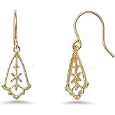 epicAqua Vintage Geometric Hollow Dangle Earrings for Women, 925 Sterling Silver with 14K Gold Plating, Retro Diamond-Shaped Filigree, Lightweight & Elegant Jewelry Gift