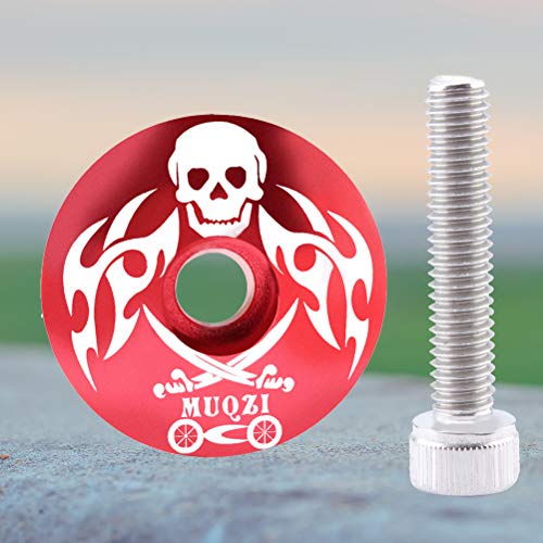 image for LIOOBO 28.6mm Bike Headset Top Cap Pirate Pattern Aluminum Alloy Bicyc