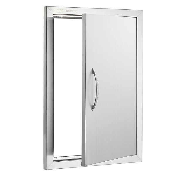 VEVOR BBQ ACCESS DOOR, 18W X 24H INCH SINGLE OUTDOOR KITCHEN, STAINLESS STEEL FLUSH MOUNT, WALL VERTICAL WITH HANDLE, FOR BBQ ISLAND, GRILLING STATION, OUTSIDE CABINET