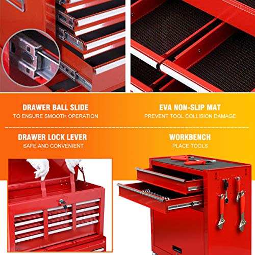 8Drawer Rolling Tool Chest, Lockable Large Tool Chest with Wheels, 2