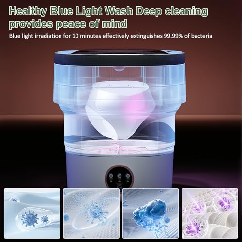 Portable Washing Machine 20L —Small Foldable Washer with Spin Basket, — Mini Laundry Machine for Travel, Dorms, Camping, Ideal for Baby Clothes, Underwear, Socks Green