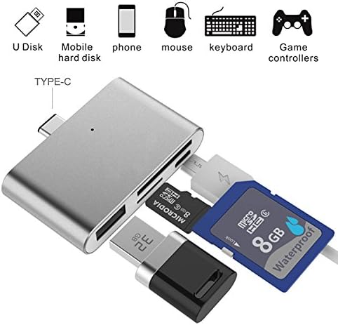 HUB Adapter SD Card Reader, Ybee Super Thin USB3.1 OTG Type-C Adapter for CF/SD/TF Micro SD, Apple Mac Book/Samsung Galaxy S7/S7 Edge/S8/S8 Plus/Note 8, LG Android Smartphone &amp; tablet