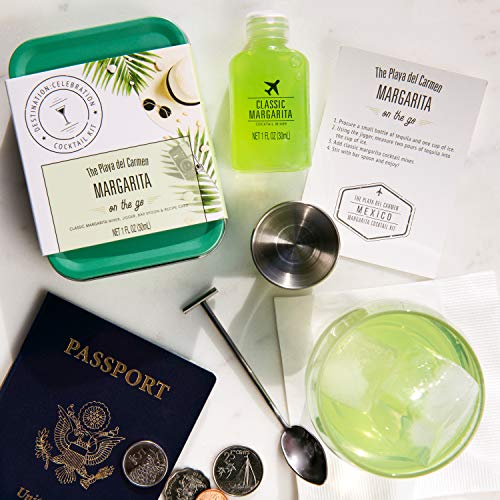 Thoughtfully Gifts, Cocktail Kit Travel Tin Gift Set, Includes Classic Margarita Cocktail Mixer